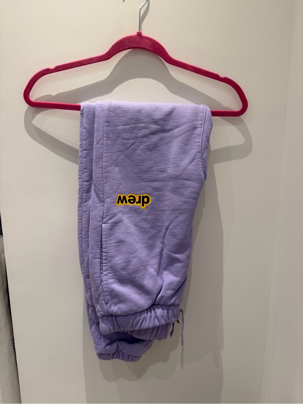 drew house Lavender Jogger Sweatpants with Yellow Logo